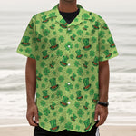 Clover And Hat St. Patrick's Day Print Textured Short Sleeve Shirt