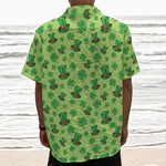 Clover And Hat St. Patrick's Day Print Textured Short Sleeve Shirt