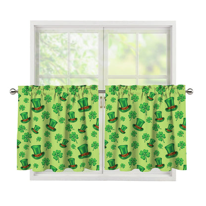 Clover And Hat St. Patrick's Day Print Tier Curtains