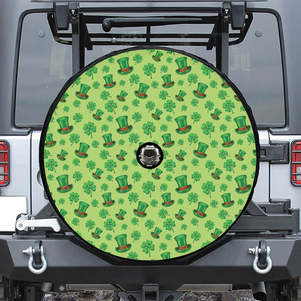 Clover And Hat St. Patrick's Day Print Tire Cover With Camera Hole