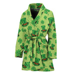 Clover And Hat St. Patrick's Day Print Women's Bathrobe
