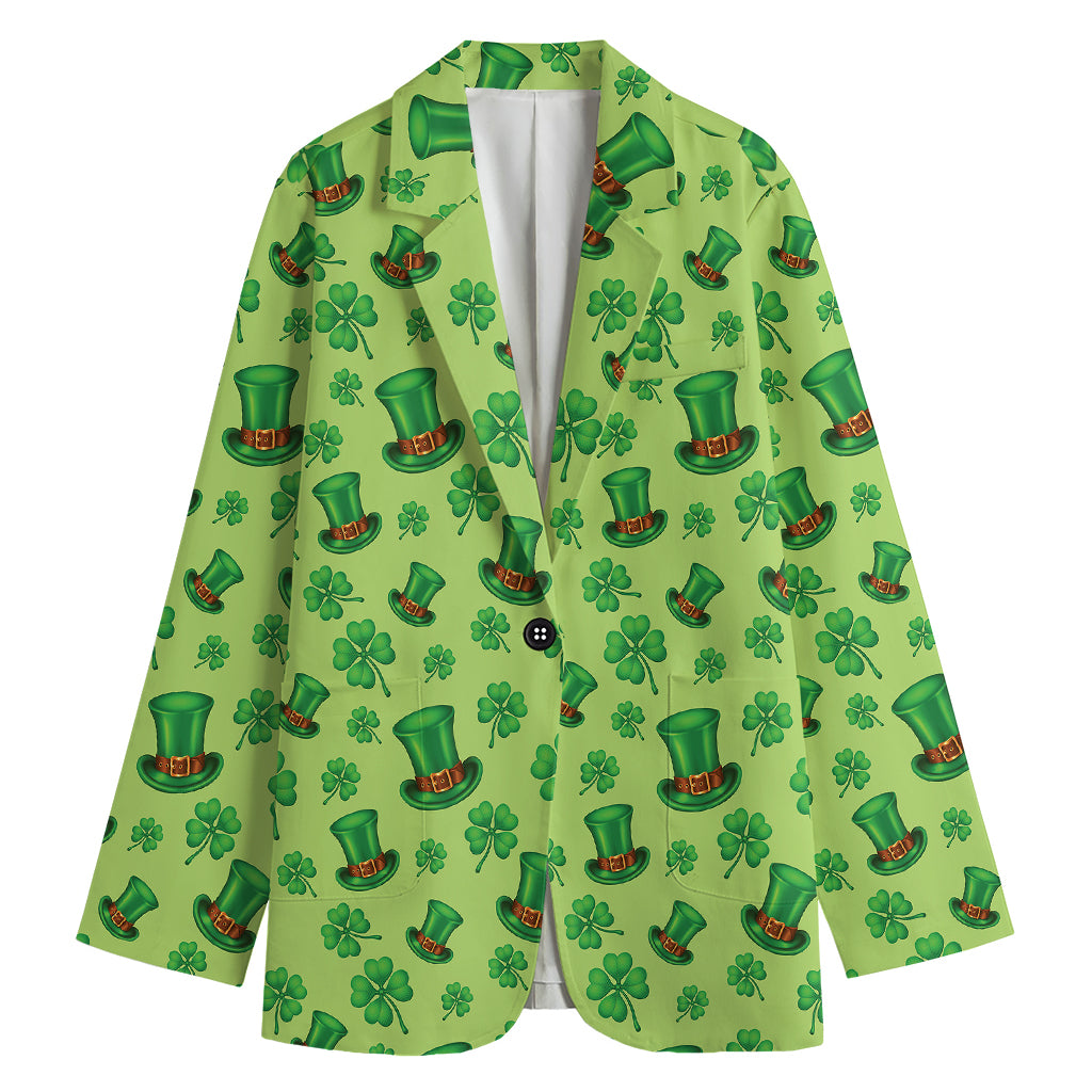 Clover And Hat St. Patrick's Day Print Women's Blazer