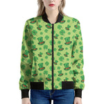 Clover And Hat St. Patrick's Day Print Women's Bomber Jacket
