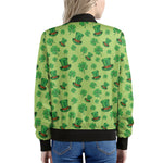 Clover And Hat St. Patrick's Day Print Women's Bomber Jacket