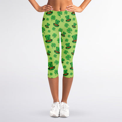 Clover And Hat St. Patrick's Day Print Women's Capri Leggings