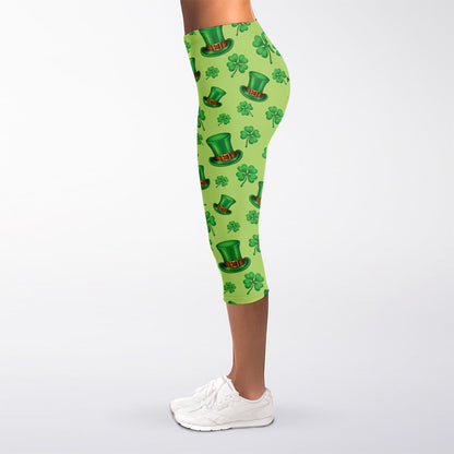 Clover And Hat St. Patrick's Day Print Women's Capri Leggings