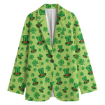 Clover And Hat St. Patrick's Day Print Women's Cotton Blazer