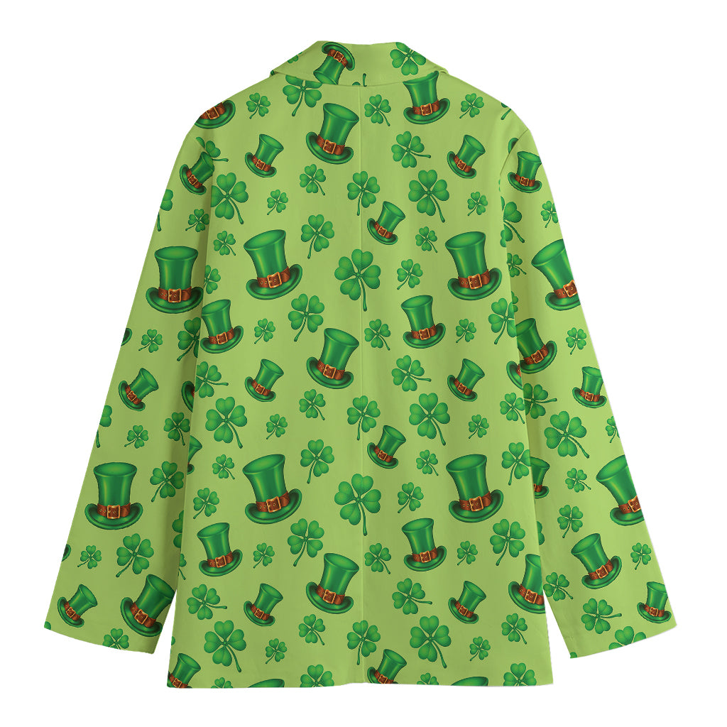 Clover And Hat St. Patrick's Day Print Women's Cotton Blazer