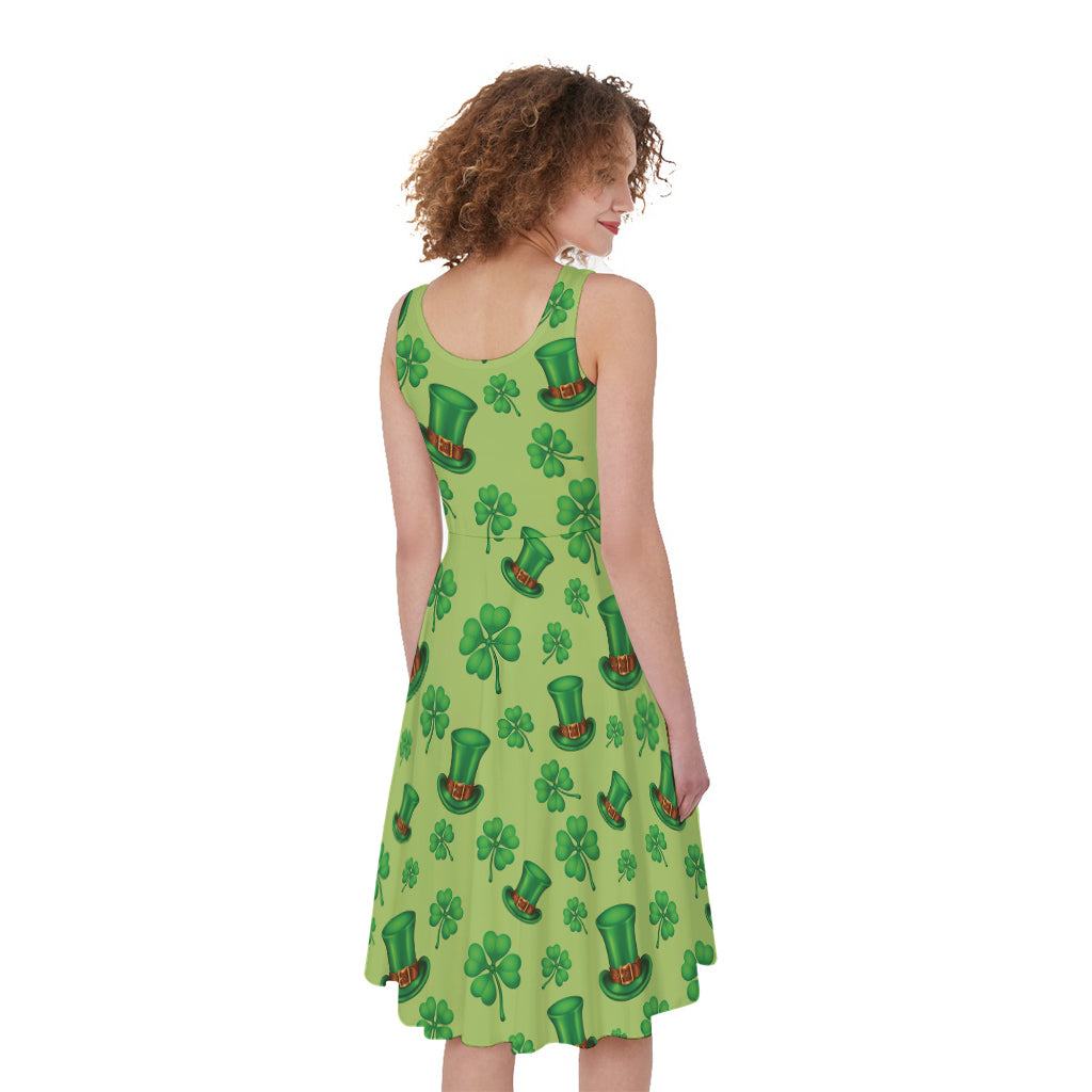Clover And Hat St. Patrick's Day Print Women's Sleeveless Dress