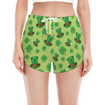 Clover And Hat St. Patrick's Day Print Women's Split Running Shorts