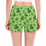 Clover And Hat St. Patrick's Day Print Women's Split Running Shorts