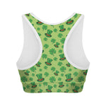 Clover And Hat St. Patrick's Day Print Women's Sports Bra
