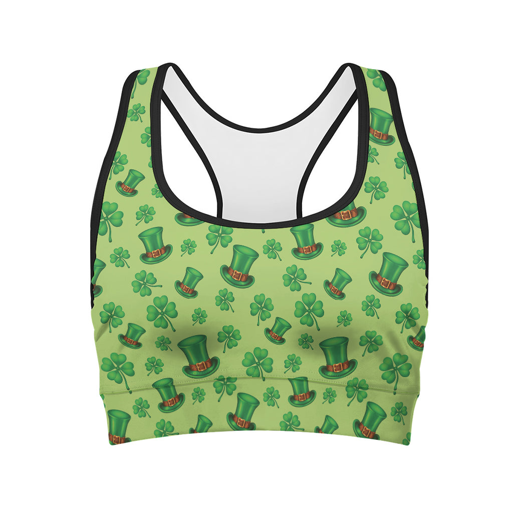 Clover And Hat St. Patrick's Day Print Women's Sports Bra