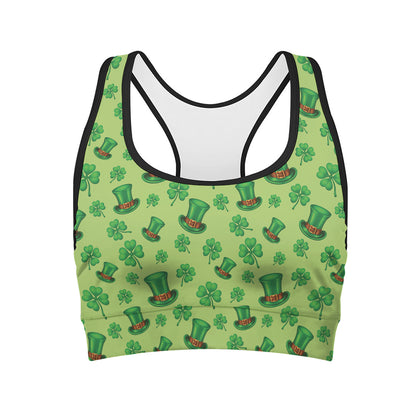 Clover And Hat St. Patrick's Day Print Women's Sports Bra