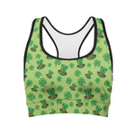 Clover And Hat St. Patrick's Day Print Women's Sports Bra
