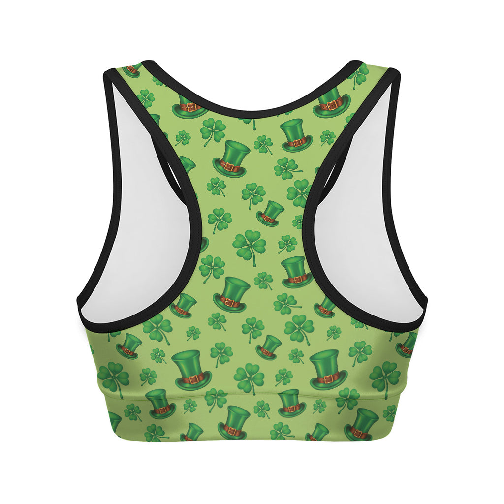 Clover And Hat St. Patrick's Day Print Women's Sports Bra