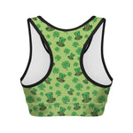 Clover And Hat St. Patrick's Day Print Women's Sports Bra