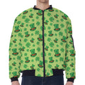 Clover And Hat St. Patrick's Day Print Zip Sleeve Bomber Jacket