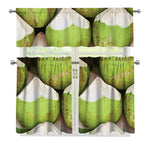 Coconut 3D Print 3 Piece Kitchen Curtains