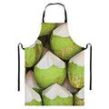 Coconut 3D Print Bib Apron With Pocket