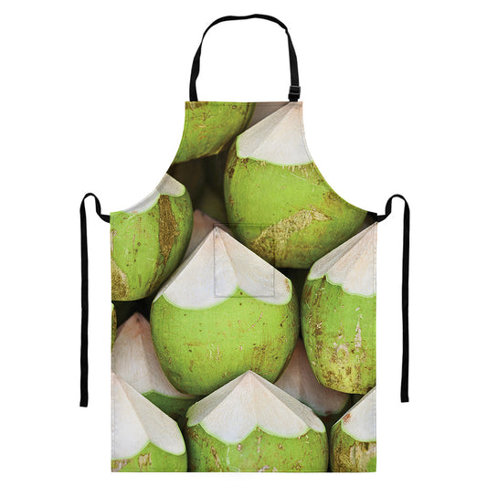 Coconut 3D Print Bib Apron With Pocket