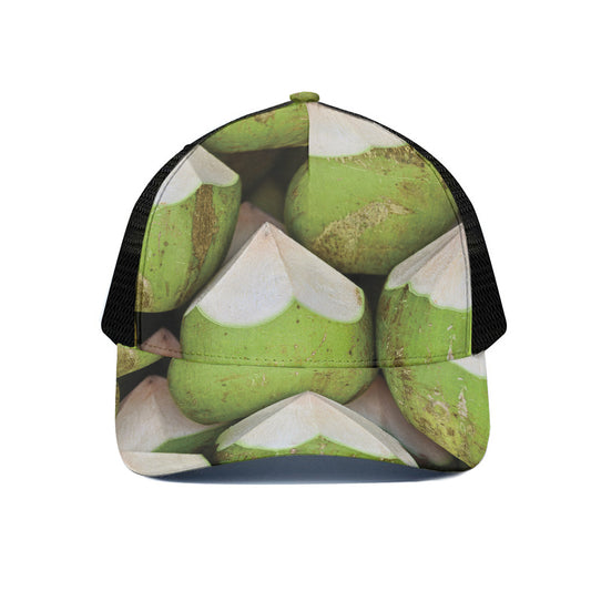 Coconut 3D Print Black Mesh Trucker Cap