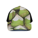 Coconut 3D Print Black Mesh Trucker Cap