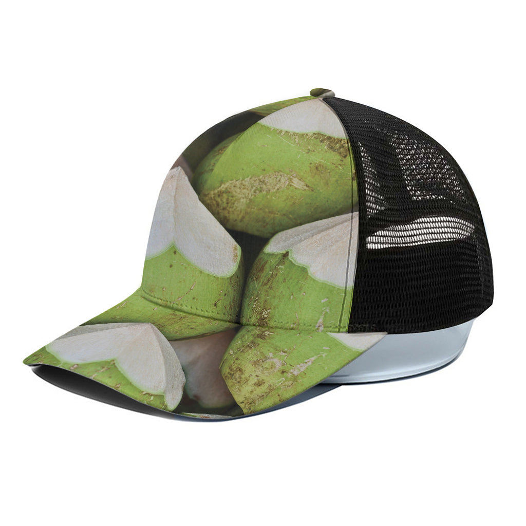 Coconut 3D Print Black Mesh Trucker Cap