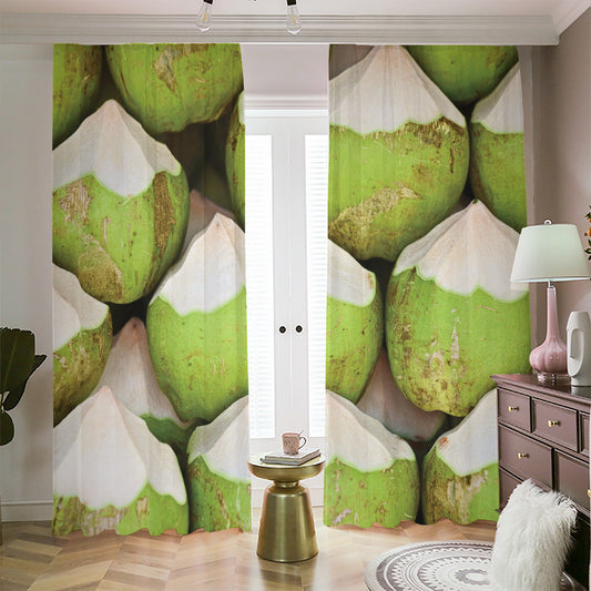 Coconut 3D Print Blackout Pencil Pleat Curtains