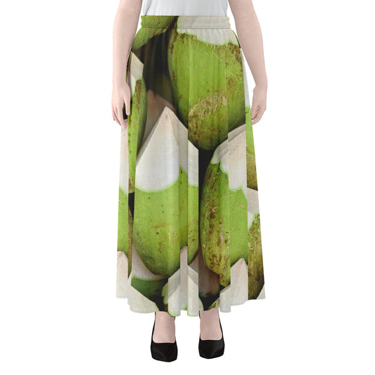 Coconut 3D Print Chiffon Maxi Skirt