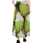 Coconut 3D Print Chiffon Maxi Skirt