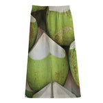 Coconut 3D Print Cotton Front Slit Maxi Skirt