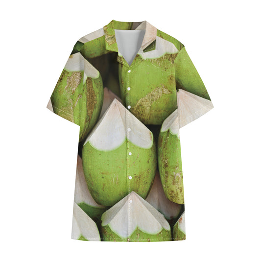 Coconut 3D Print Cotton Hawaiian Shirt
