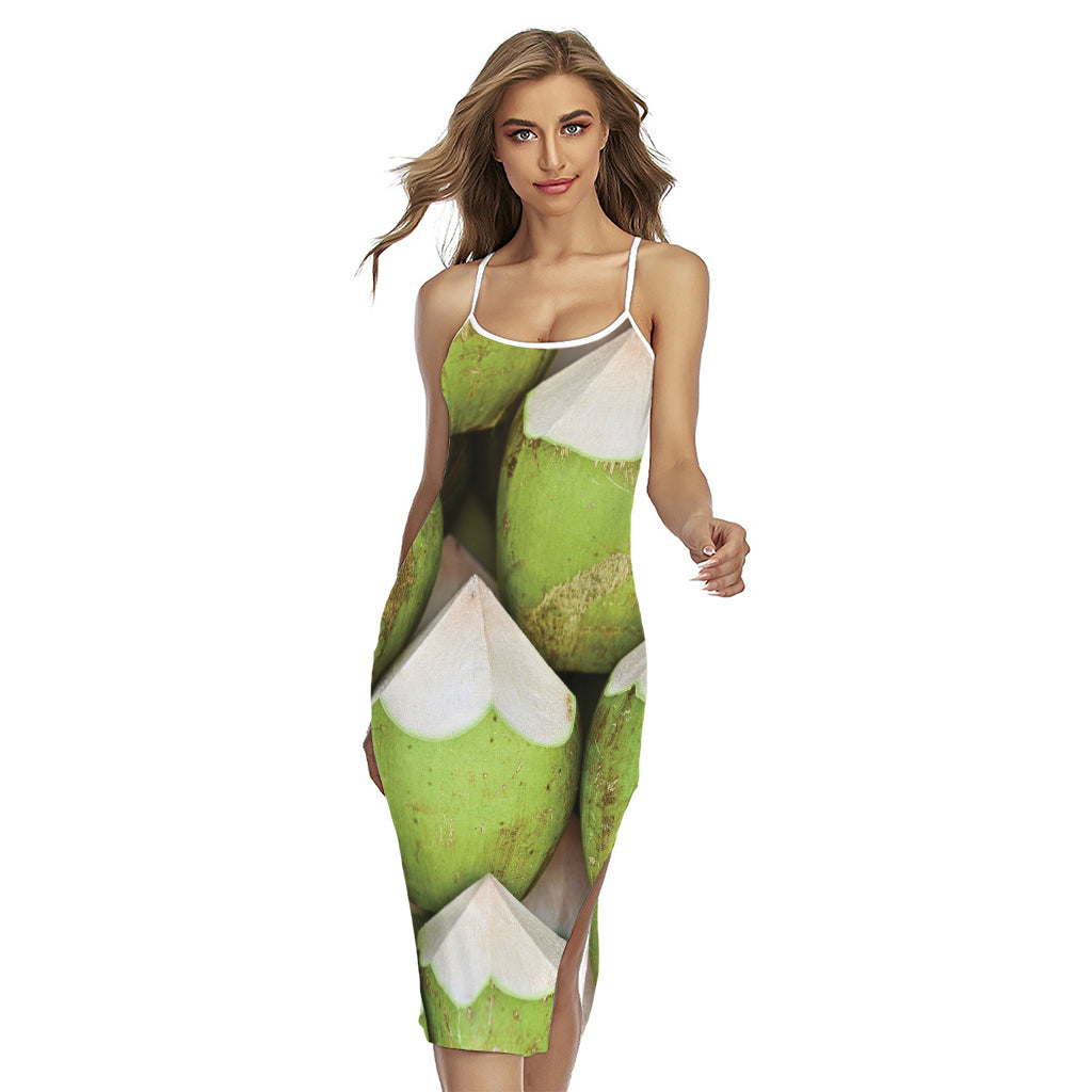 Coconut 3D Print Cross Back Cami Dress
