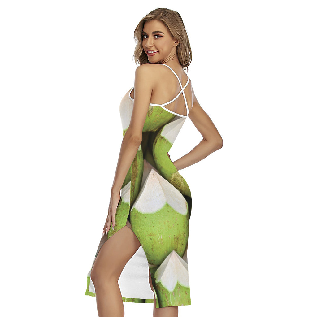 Coconut 3D Print Cross Back Cami Dress