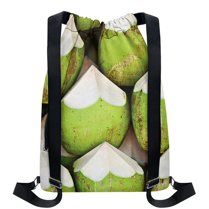 Coconut 3D Print Drawstring Backpack