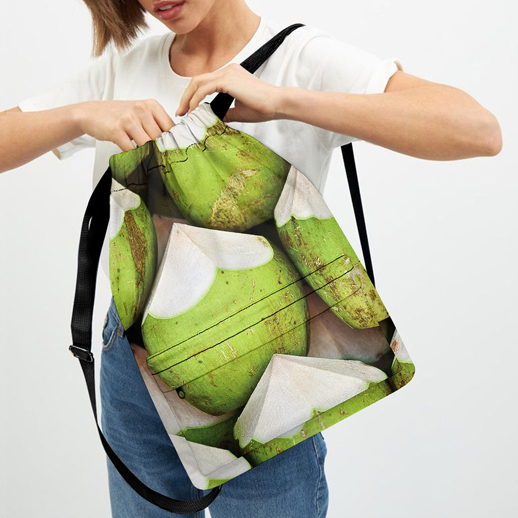 Coconut 3D Print Drawstring Backpack
