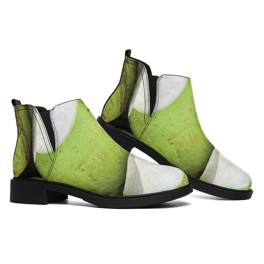 Coconut 3D Print Flat Ankle Boots