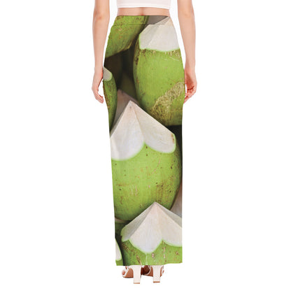 Coconut 3D Print High Slit Maxi Skirt