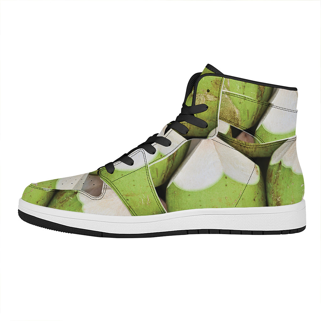 Coconut 3D Print High Top Leather Sneakers