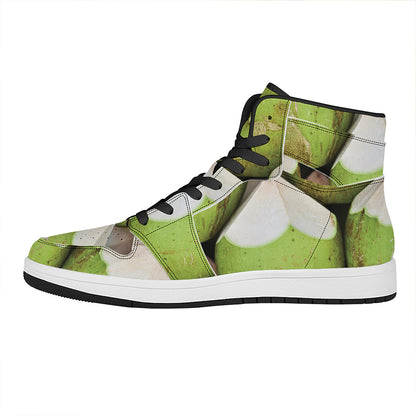 Coconut 3D Print High Top Leather Sneakers
