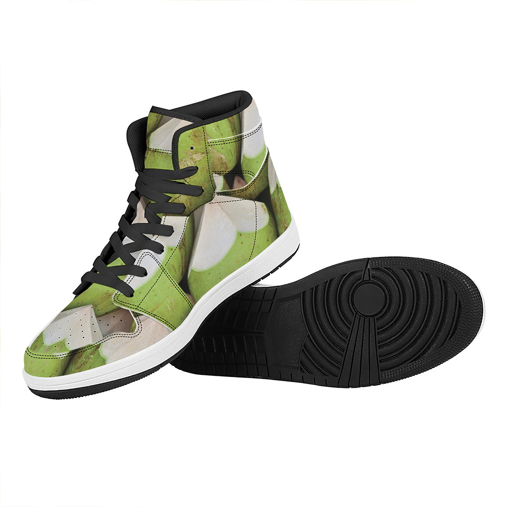 Coconut 3D Print High Top Leather Sneakers