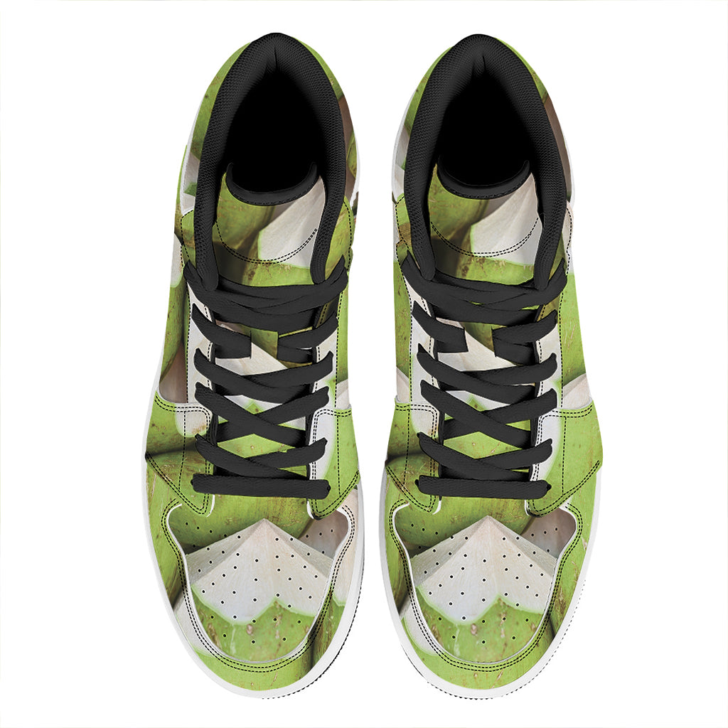 Coconut 3D Print High Top Leather Sneakers