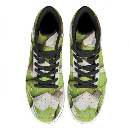Coconut 3D Print High Top Leather Sneakers