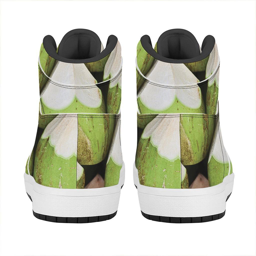 Coconut 3D Print High Top Leather Sneakers
