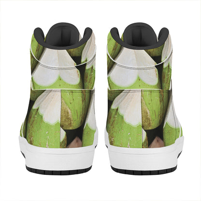 Coconut 3D Print High Top Leather Sneakers