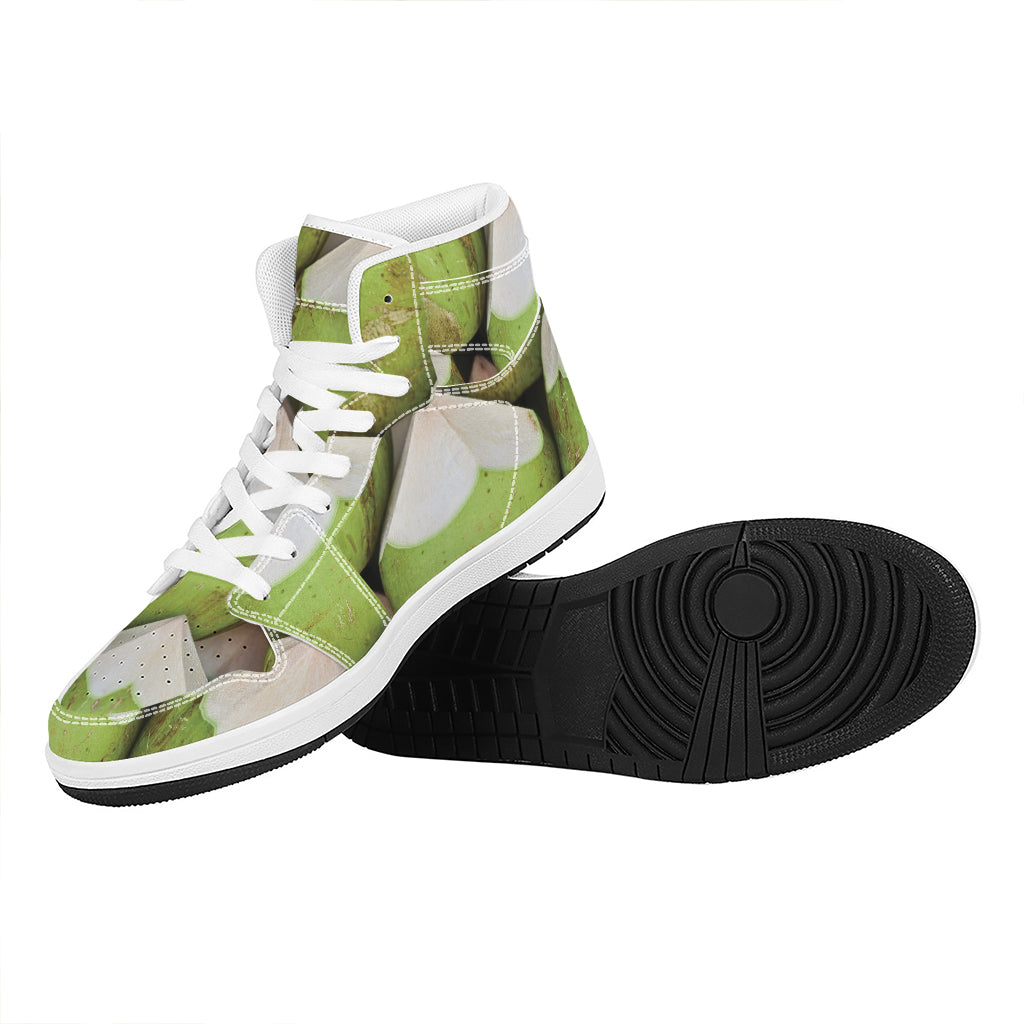 Coconut 3D Print High Top Leather Sneakers