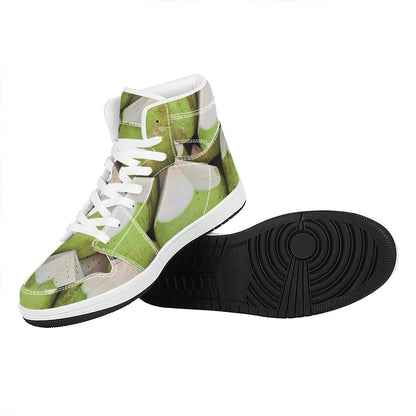 Coconut 3D Print High Top Leather Sneakers