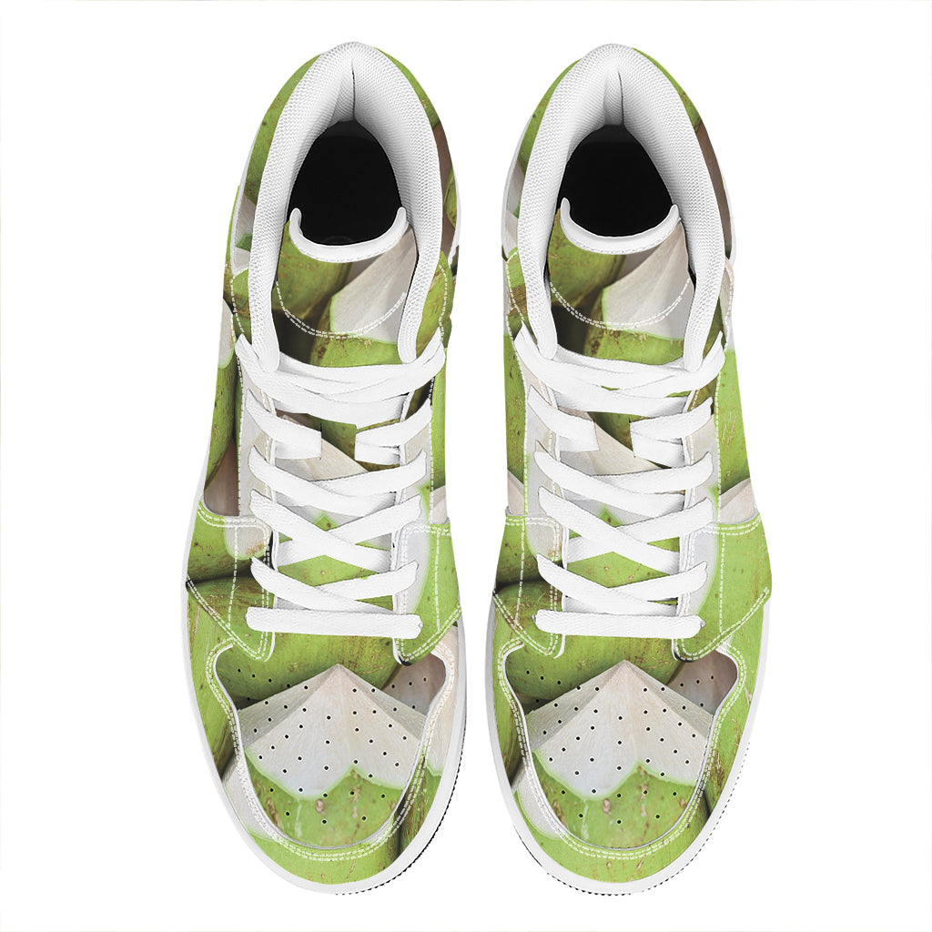 Coconut 3D Print High Top Leather Sneakers
