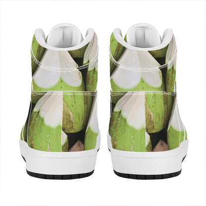 Coconut 3D Print High Top Leather Sneakers